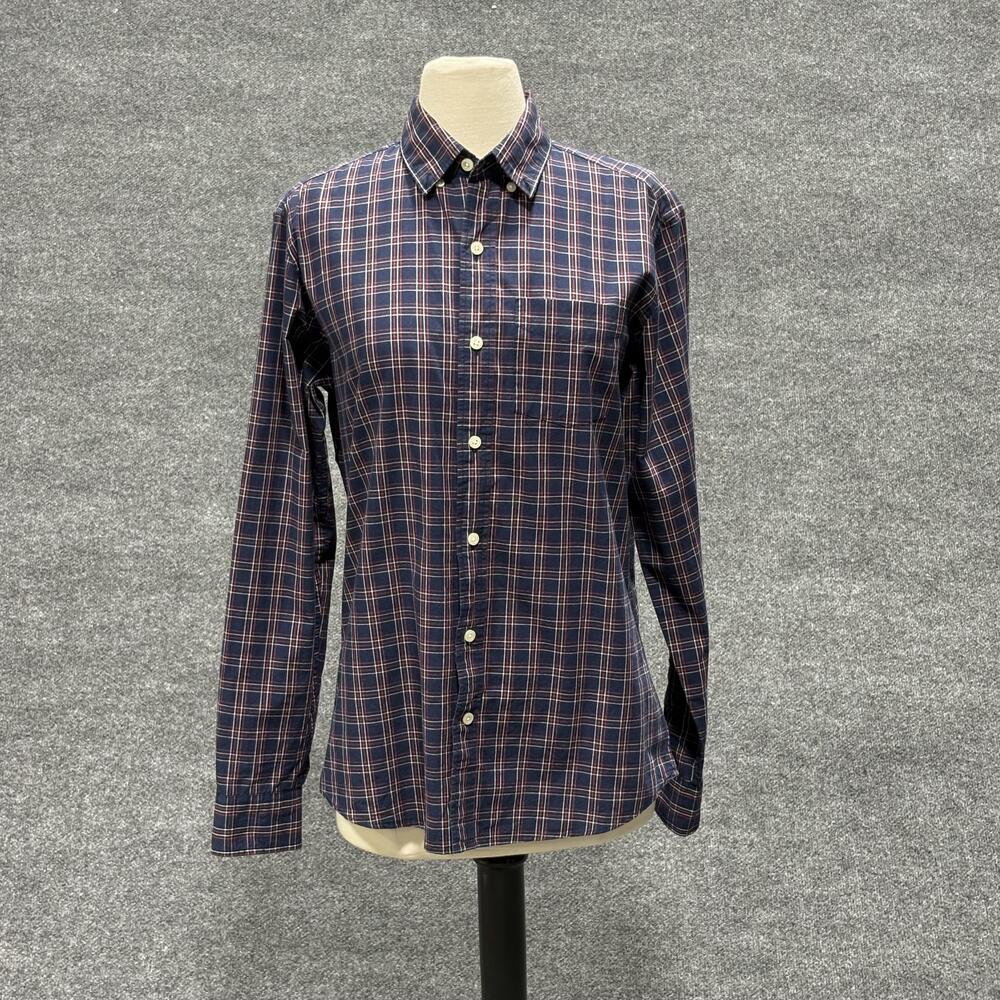 GAP Shirt Womens XS Blue Red Plaid Button Down Long Sleeve Standard Fit Cotton
